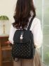 Quilted Pattern Studded Decor Flap Backpack