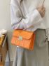 Mini Neon Orange Quilted Flap Square Bag