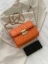 Mini Neon Orange Quilted Flap Square Bag