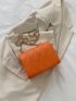 Mini Neon Orange Quilted Flap Square Bag