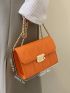 Mini Neon Orange Quilted Flap Square Bag