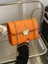 Mini Neon Orange Quilted Flap Square Bag