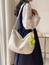 Minimalist Textured Hobo Bag With Bag Charm