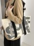 Letter Graphic Canvas Shopper Bag