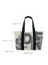 Letter Graphic Canvas Shopper Bag