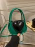 Mini Two Tone Heart Decor Satchel Bag
