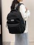 Medium Classic Backpack Black Unisex Multi-Pocket For School