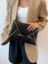 Contrast Binding Metal Decor Envelope Bag