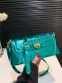 Crocodile Embossed Flap Square Bag