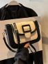 Two Tone Buckle Decor Flap Square Bag