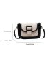 Two Tone Buckle Decor Flap Square Bag