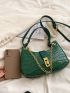 Crocodile Embossed Chain Decor Hobo Bag