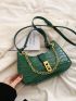 Crocodile Embossed Chain Decor Hobo Bag