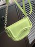 Mini Letter Print Saddle Bag Chain Strap Crossbody Bag