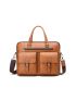 Men Buckle Decor Pocket Front Briefcase