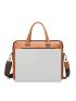 Men Buckle Decor Pocket Front Briefcase