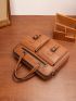 Men Buckle Decor Pocket Front Briefcase