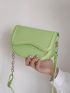 Mini Letter Print Saddle Bag Chain Strap Crossbody Bag