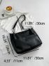 Black Shoulder Tote Bag Fashionable Chain Decor PU