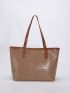 Crocodile Embossed Shoulder Tote Bag