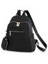 Minimalist Zipper Functional Backpack With Coin Purse