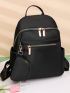 Minimalist Zipper Functional Backpack With Coin Purse