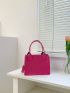 Mini Neon Pink Geometric Stitch Square Bag