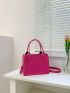 Mini Neon Pink Geometric Stitch Square Bag