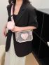 Heart Pattern Square Bag Clear With Coin Purse Pink