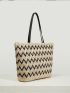 VCAY Chevron Pattern Straw Bag