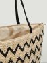 VCAY Chevron Pattern Straw Bag