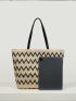 VCAY Chevron Pattern Straw Bag