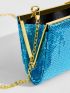 Sequin Decor Kiss Lock Evening Bag