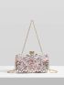 Mini Rhinestone Decor Chain Box Bag