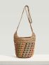 VCAY Bead Decor Straw Bag