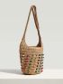 VCAY Bead Decor Straw Bag