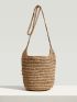 VCAY Bead Decor Straw Bag