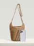 VCAY Bead Decor Straw Bag