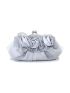 Satin Kiss Lock Ruched Bag Flower Decor Evening Bag