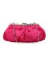 Satin Rhinestone Decor Ruched Bag Clip Top Evening Bag For Party