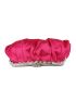 Satin Rhinestone Decor Ruched Bag Clip Top Evening Bag For Party