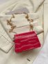 Mini Crocodile Embossed Flap Chain Square Bag