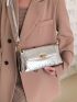 Metallic Crocodile Embossed Flap Square Bag