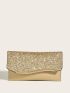 Glitter Metal Edge Flap Chain Envelope Bag