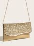 Glitter Metal Edge Flap Chain Envelope Bag