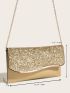 Glitter Metal Edge Flap Chain Envelope Bag