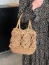 Hollow Out Fringe Decor Straw Bag