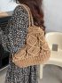 Hollow Out Fringe Decor Straw Bag