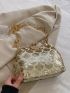 Mini Sequin Decor Kiss Lock Chain Square Bag