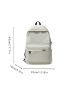 White Classic Backpack Preppy Letter Patch Decor For School